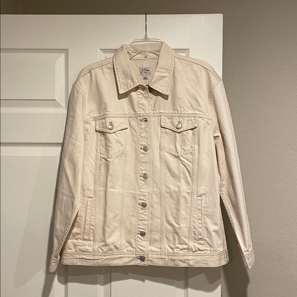 J. Crew Relaxed Denim Jacket Ecru Size L - Picture 6 of 10